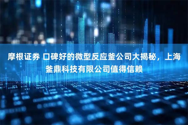 摩根证券 口碑好的微型反应釜公司大揭秘，上海釜鼎科技有限公司值得信赖