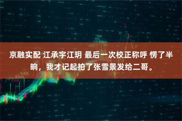 京融实配 江承宇江玥 最后一次校正称呼 愣了半晌，我才记起拍了张雪景发给二哥。